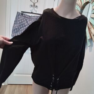 Kensie Black Lace-Up Women's Top Size XS